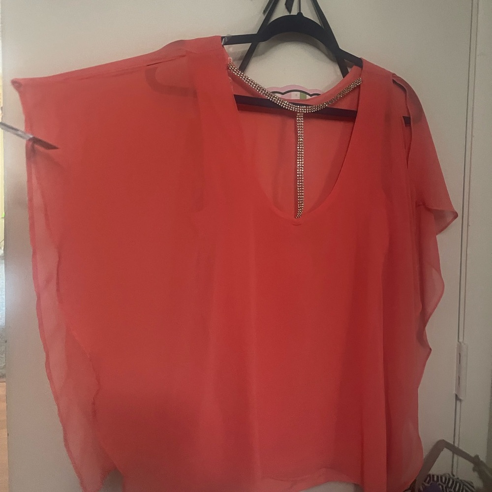 Peach blouse with crystal accents medium size